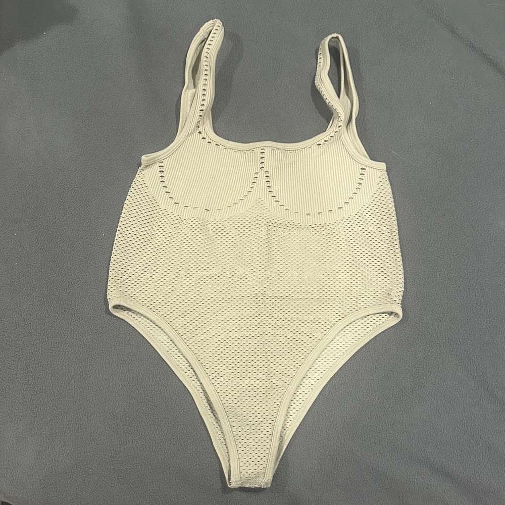 Cream Ribbed Bodysuit